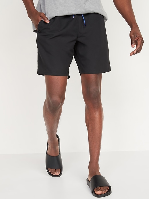View large product image 1 of 3. Solid-Color Swim Trunks -- 8-inch inseam