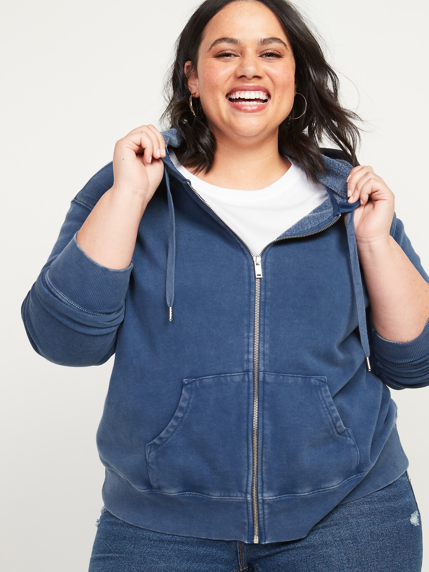 Plus size long sales zip up hoodie