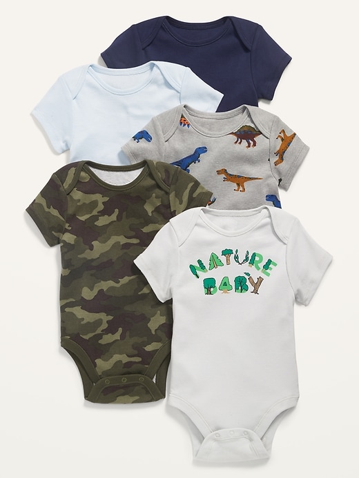 View large product image 1 of 1. Unisex 5-Pack Short-Sleeve Bodysuit for Baby