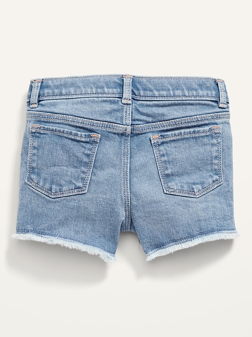 View large product image 2 of 2. Rainbow-Stitch Snap-Fly Cut-Off Jean Shorts for Toddler Girls