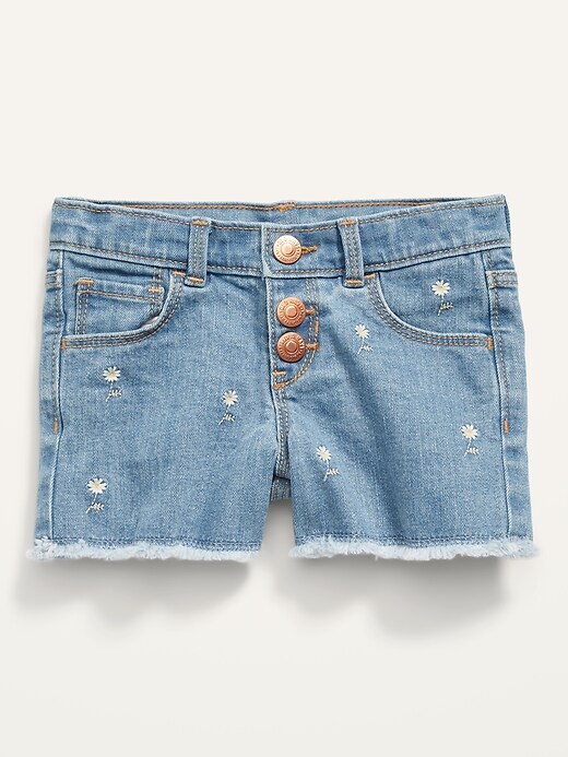 Old Navy Embroidered Daisy Snap-Fly Cut-Off Jean Shorts for Toddler Girls. 1