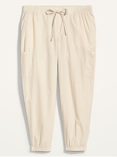 High-Waisted Poplin Tapered Jogger Plus-Size Cargo Pants