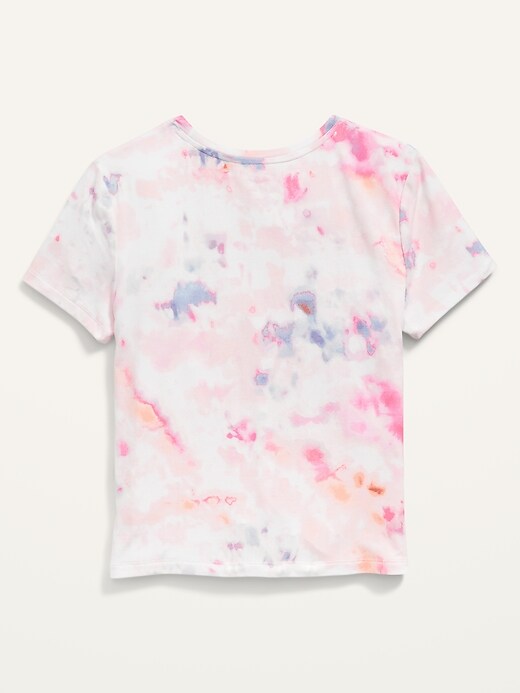 View large product image 2 of 2. Luxe Short-Sleeve Printed Tie-Hem Tee for Girls