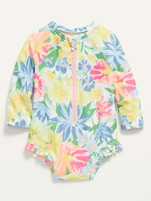 Printed Zip-Front Rashguard One-Piece Swimsuit for Baby | Old Navy