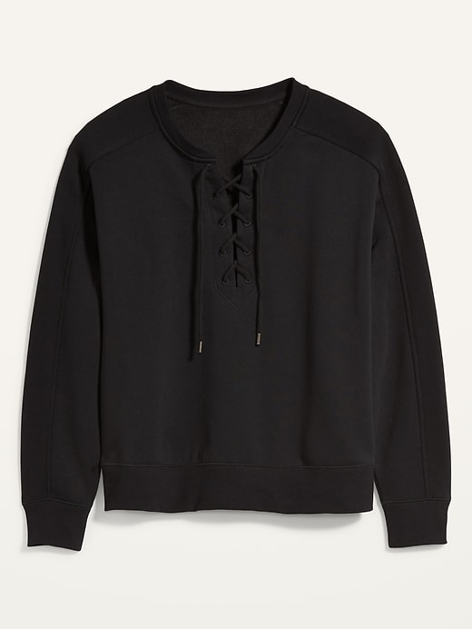 Lace-Up Crew-Neck Sweatshirt For Women | Old Navy