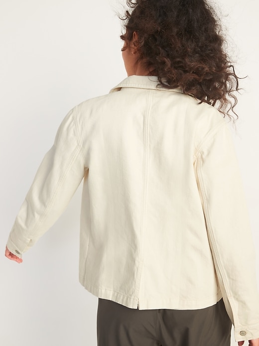 Image number 2 showing, Ecru-Wash Jean Chore Jacket for Women