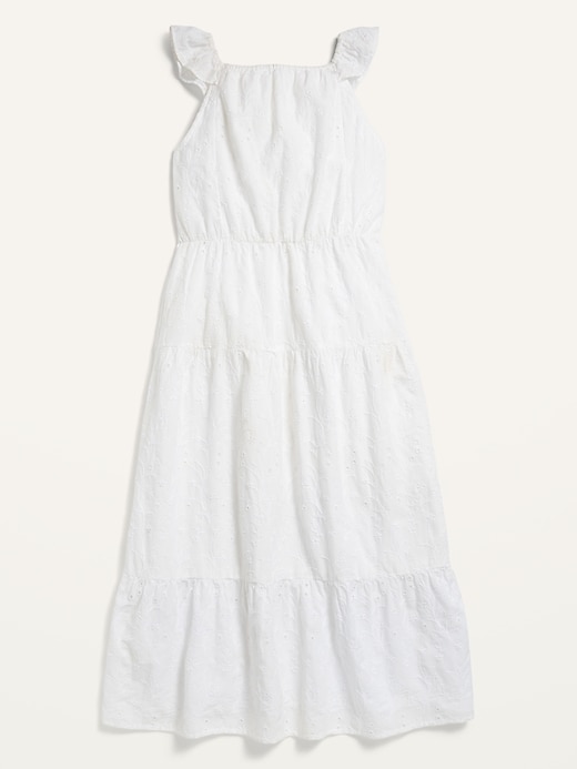 View large product image 1 of 1. Sleeveless Eyelet Tiered Maxi Dress for Girls