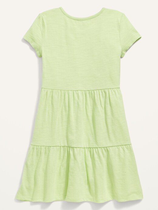 View large product image 2 of 2. Short-Sleeve Tiered Slub-Knit Dress for Girls