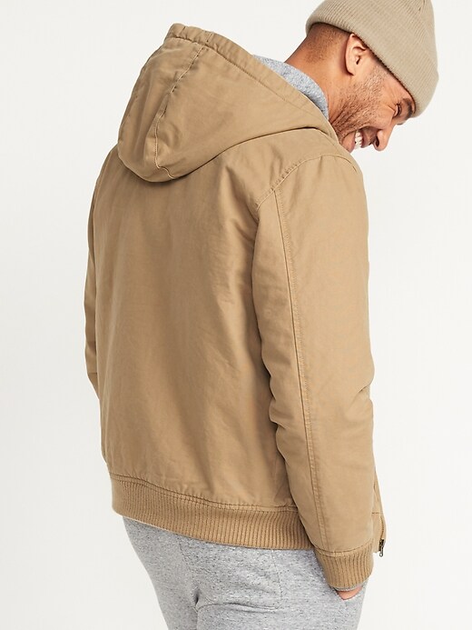 View large product image 2 of 3. Hooded Canvas Flannel-Lined Utility Jacket
