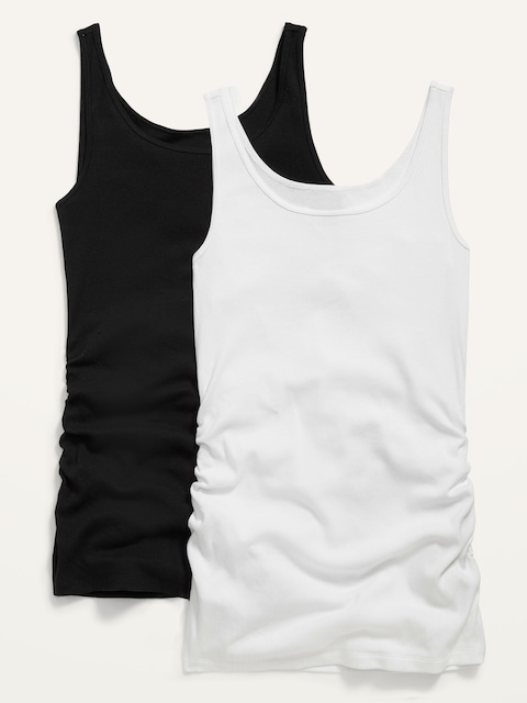Maternity First Layer Rib-Knit Side-Shirred Tank Top 2-Pack