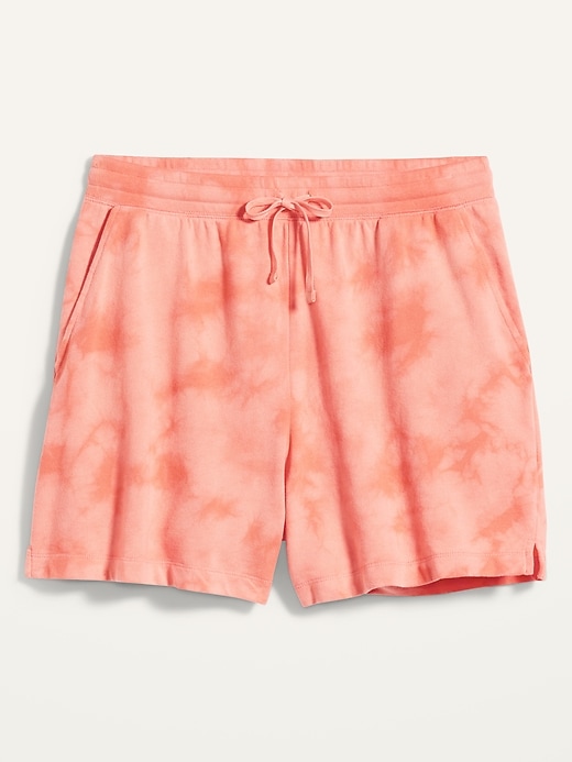 View large product image 2 of 2. Extra High-Waisted Tie-Dyed Plus-Size Sweat Shorts -- 5.5-inch inseam