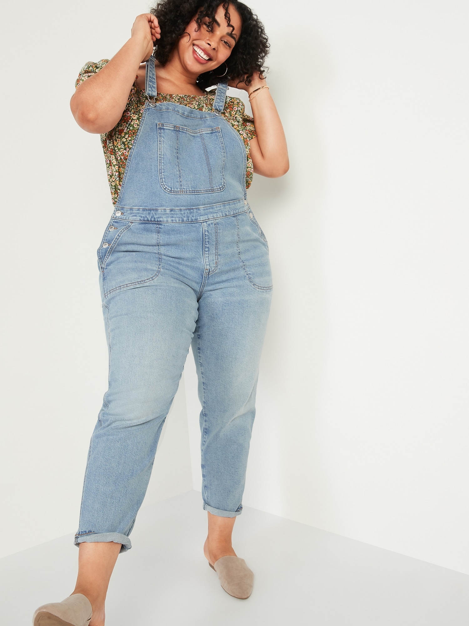 Plus size blue jean on sale overalls