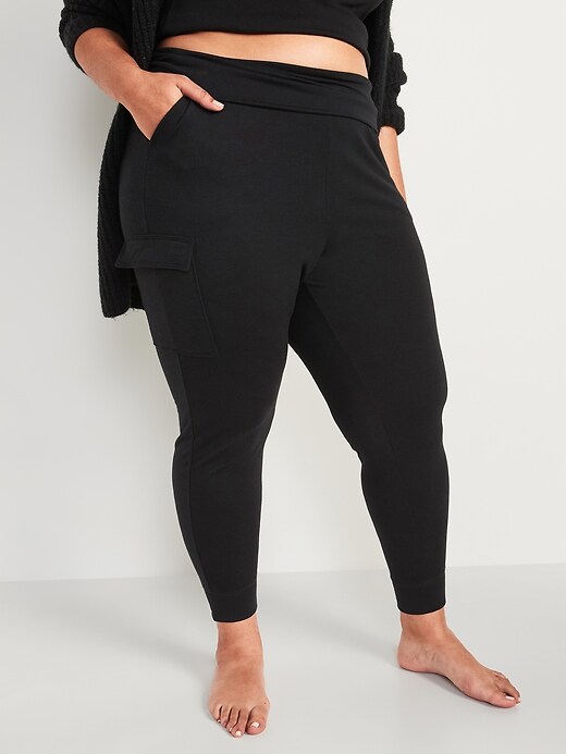View large product image 1 of 2. Mid-Rise French Terry Plus-Size Live-In Cargo Jogger Pants