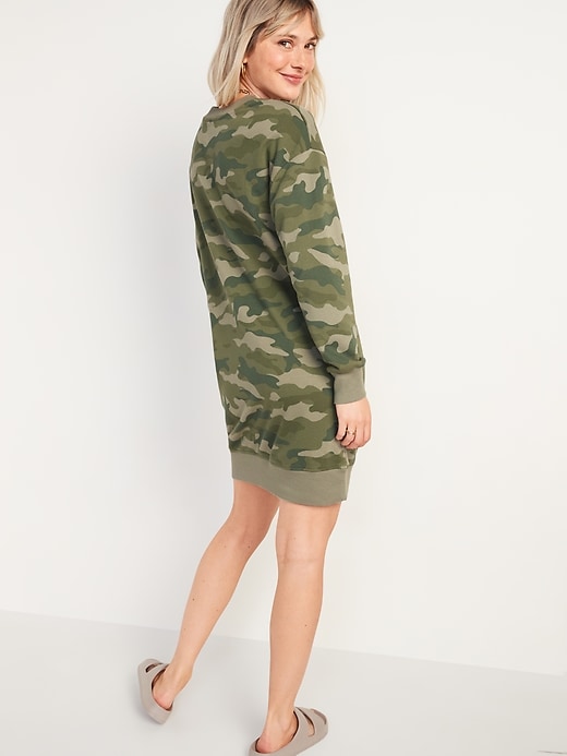 Camo French Terry Sweatshirt Shift Dress