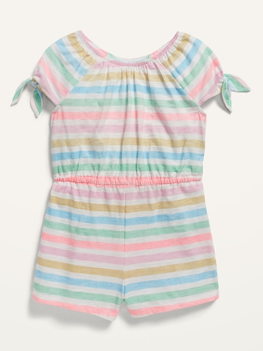 View large product image 1 of 1. Printed Tie-Sleeve Romper for Toddler Girls