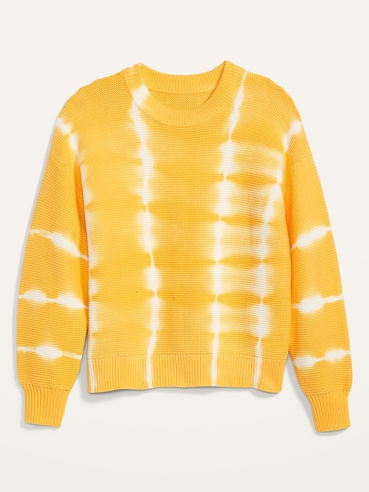 View large product image 1 of 1. Tie-Dye Stripe Textured Crew-Neck Sweater for Women