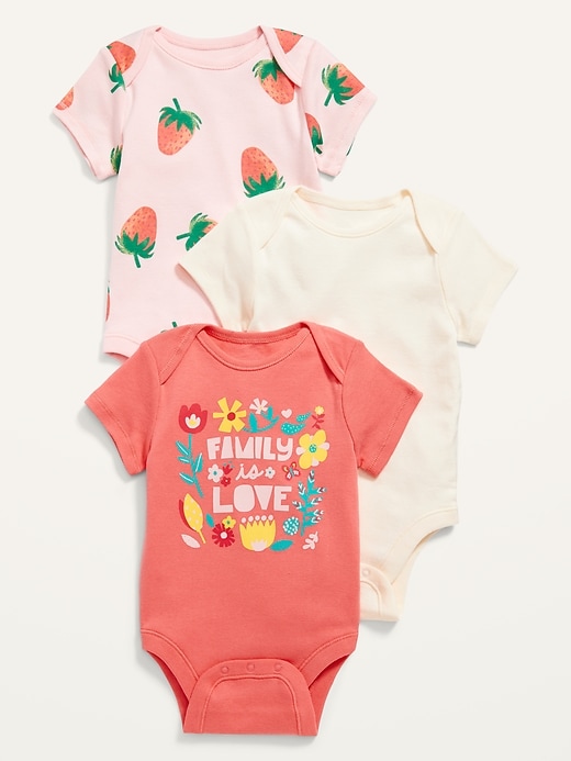 View large product image 1 of 2. 3-Pack Short-Sleeve Bodysuit for Baby