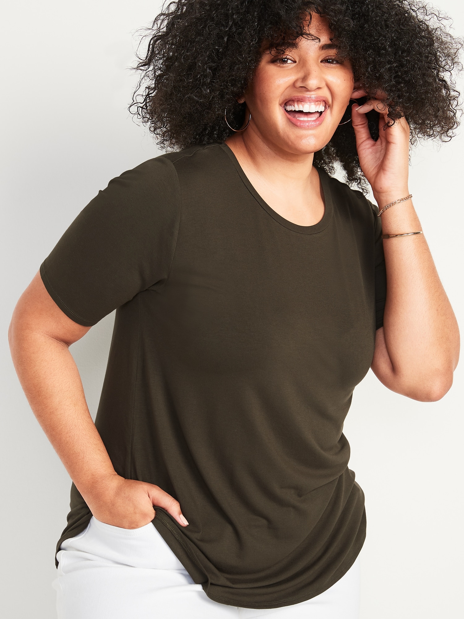 plus size elbow sleeve tee