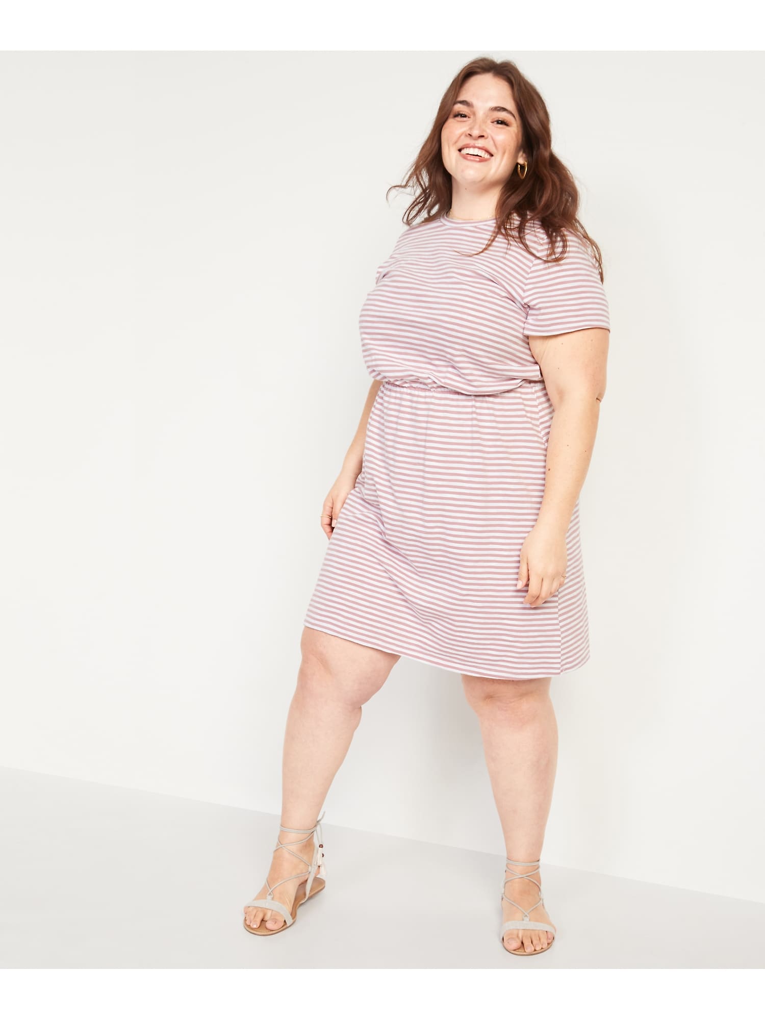 Striped t shirt sales dress plus size