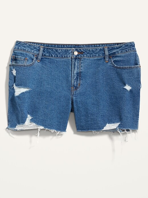 Image number 4 showing, Mid-Rise Boyfriend Plus-Size Ripped Cut-Off Jean Shorts -- 5-inch inseam