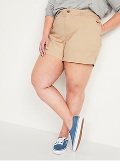 High-Waisted Twill Plus-Size Everyday Shorts -- 5-inch inseam