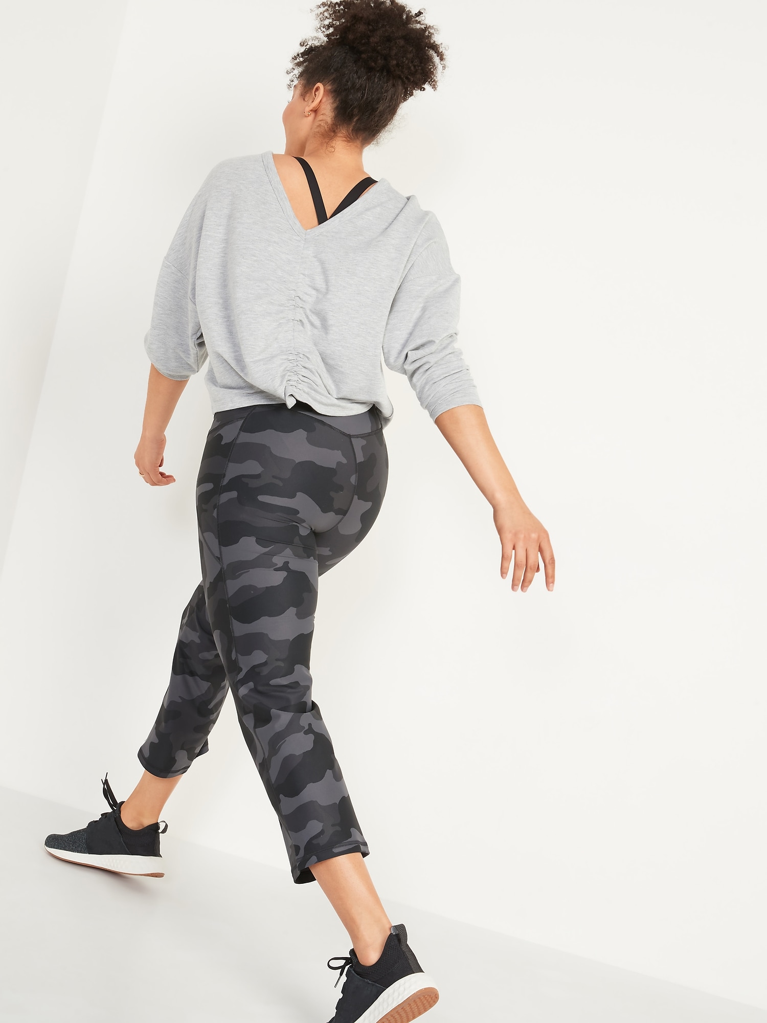 High-Waisted PowerSoft Side-Pocket 7/8-Length Flare Leggings for Women | Old Navy