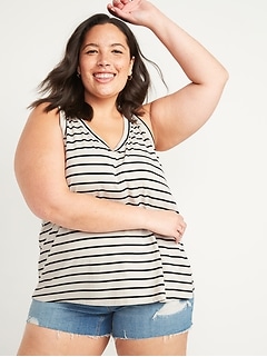 Luxe Striped Plus-Size V-Neck Tank Top