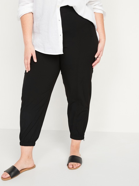 Mid-Rise StretchTech Plus-Size Jogger Pants - Black Jack