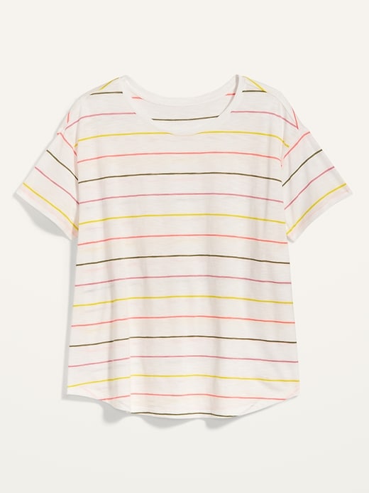 View large product image 1 of 1. Loose Multi-Stripe Plus-Size Easy Tee
