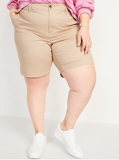 High-Waisted Twill Plus-Size Everyday Shorts -- 9-inch inseam