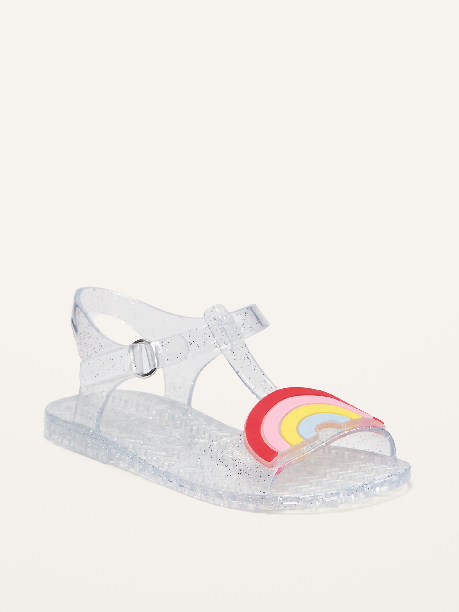 T strap hot sale jelly sandals