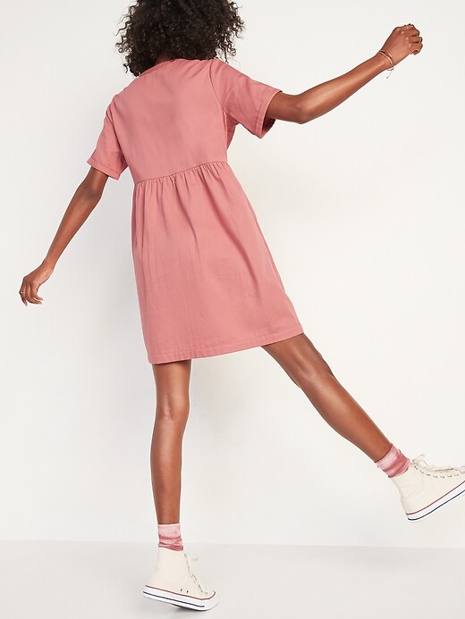 Image number 2 showing, Lace-Up Twill Shift Dress for Women