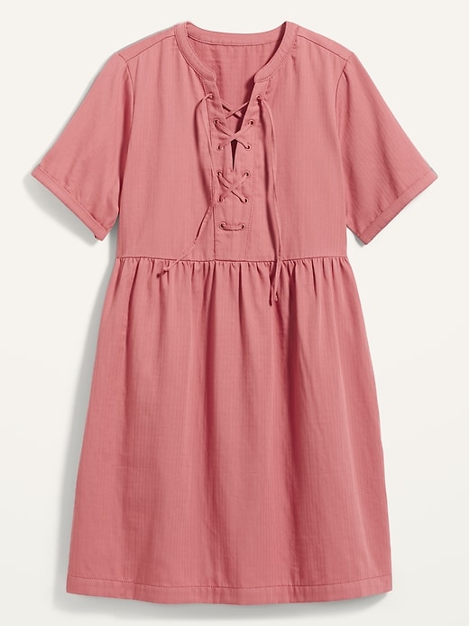 Image number 4 showing, Lace-Up Twill Shift Dress for Women