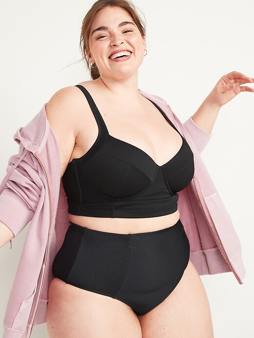 Image number 3 showing, Textured-Rib Bralette Plus-Size Underwire Swim Top for Women