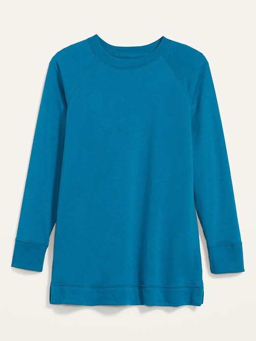 Image number 4 showing, Loose-Fit French-Terry Crew-Neck Tunic for Women