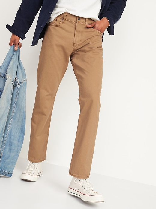 Straight Five Pocket Twill Pants For Men Old Navy