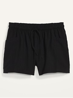 High-Waisted Soft-Twill Plus-Size Utility Shorts -- 5-inch inseam