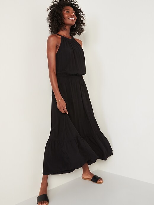 Image number 1 showing, Waist-Defined Sleeveless Maxi Dress for Women