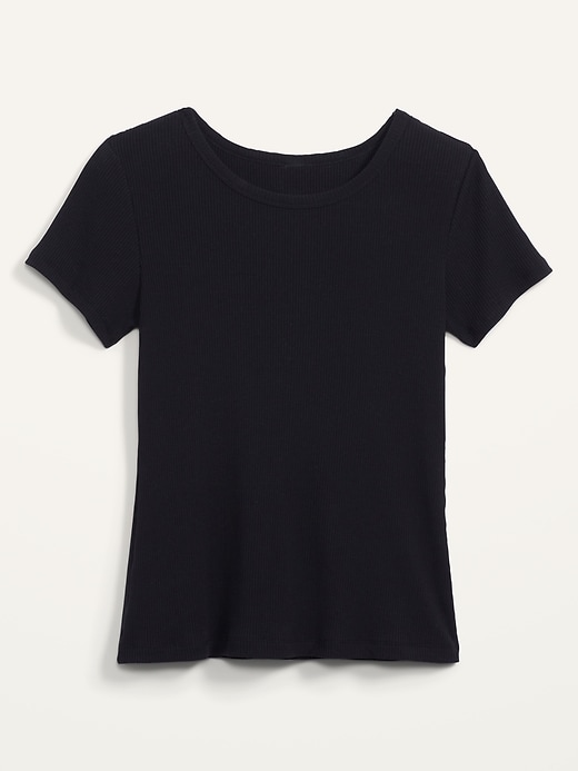Voir une image plus grande du produit 1 de 1. T-shirt à col rond à coupe étroite en tricot côtelé pour Femme