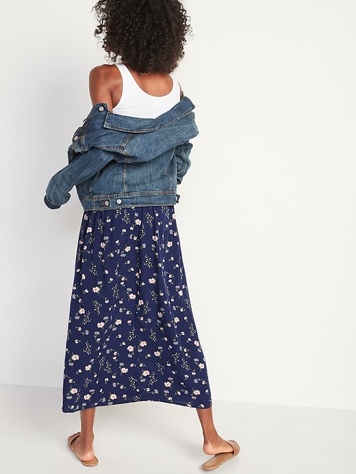 Tall Woven Ditsy Floral High Rise Midi Skirt