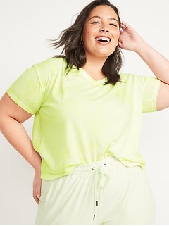 Loose Tie-Dyed V-Neck Plus-Size Crop Tee