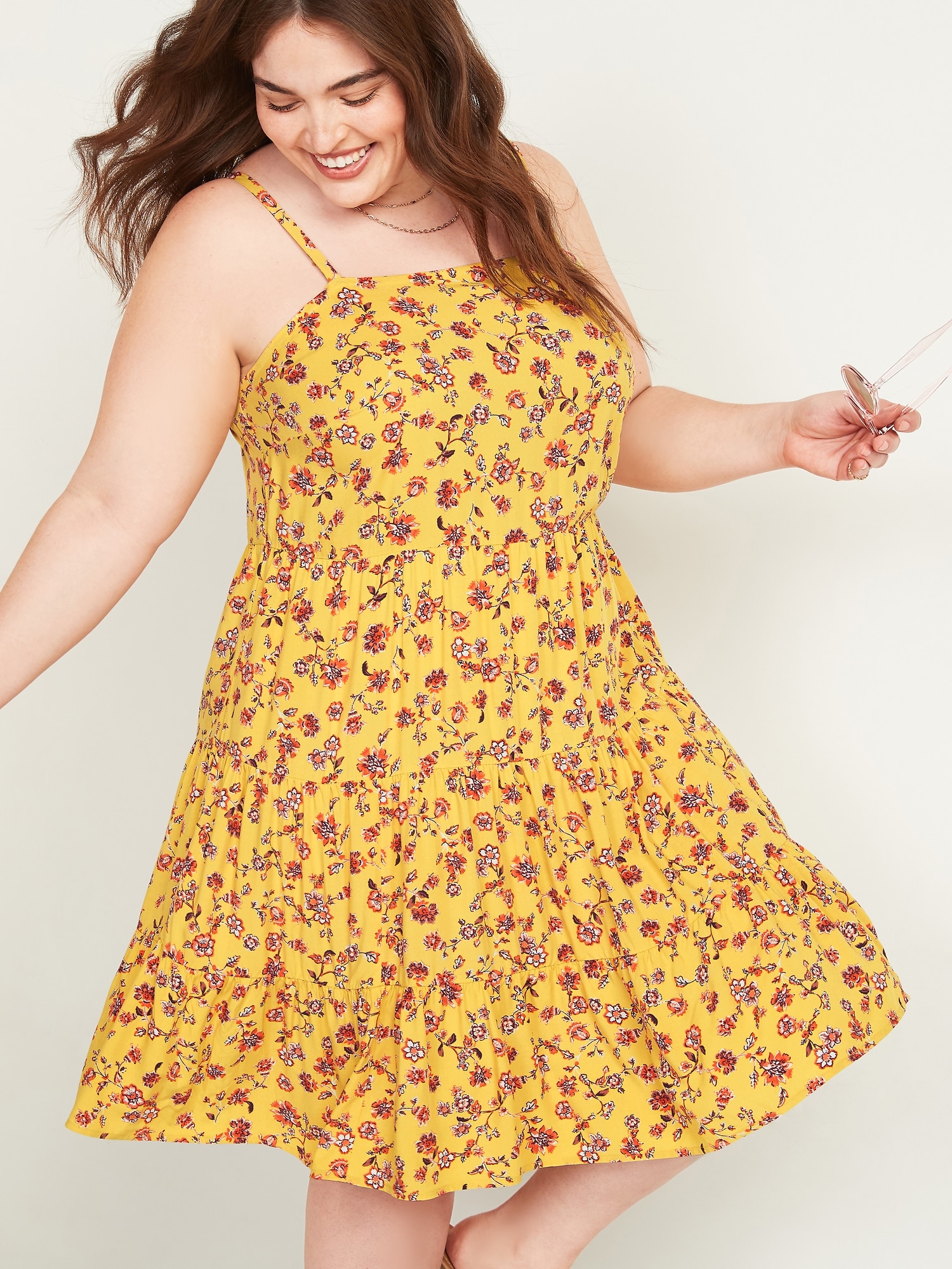 Sleeveless Tiered Printed Plus-Size Swing Dress | Old Navy