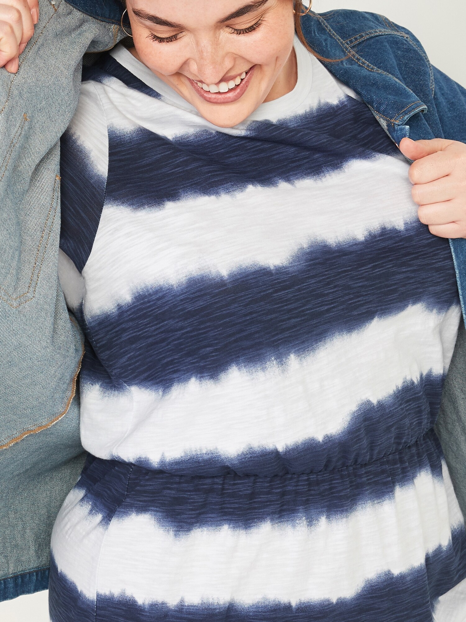 Waist-Defined Tie-Dye Stripe Plus-Size Midi Dress | Old Navy