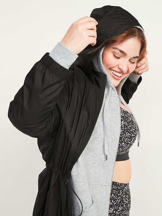 Image number 3 showing, Go-H20 Water-Repellent Plus-Size Hooded Rain Jacket