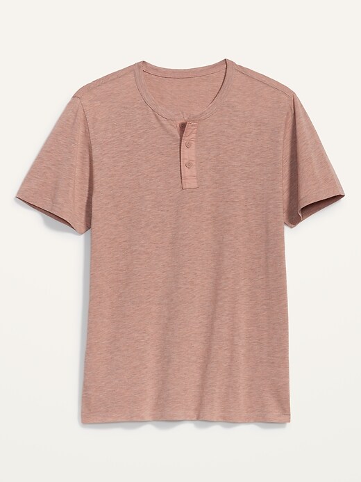 L'image numéro 4 présente T-shirt henley en tricot flammé avec patte en toile à manches courtes pour Homme