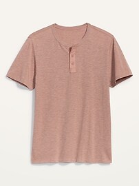 T-shirt henley en tricot flammé avec patte en toile à manches courtes pour Homme