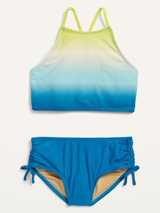 View large product image 1 of 1. High-Neck Ruched Tankini Swim Set for Girls