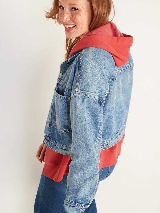 Image number 2 showing, Cropped Boyfriend Workwear Jean Jacket for Women