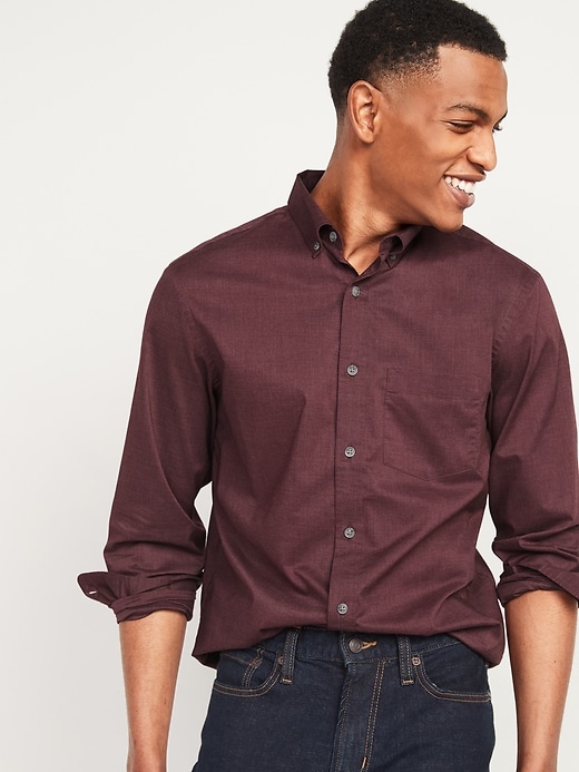 Image number 1 showing, Regular Fit Built-In Flex Everyday Poplin Shirt for Men