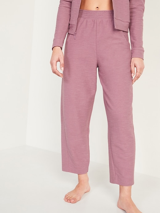 View large product image 1 of 2. Extra High-Waisted Lightweight Textured Barrel-Leg Sweatpants